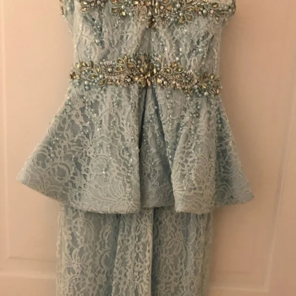 Tony Bowls prom pageant dress peplum blue gown 4